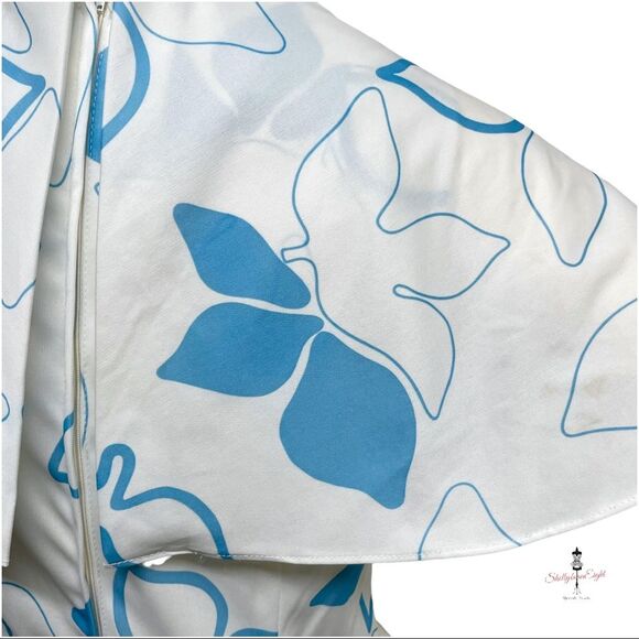 VINTAGE 60s 70s Eve Le Coq Fit & Flare Cape Sleeve Collar Dress 10 12 Stretch - Picture 6 of 11